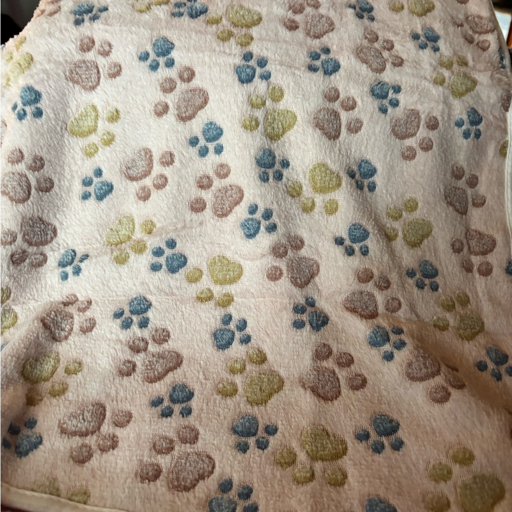 Soft Paw Print Dog Blanket - Blue, Brown, Green